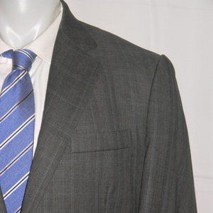 Ascot Chang Bespoke  Gray Plaid Two Button Sport Coat 42XL